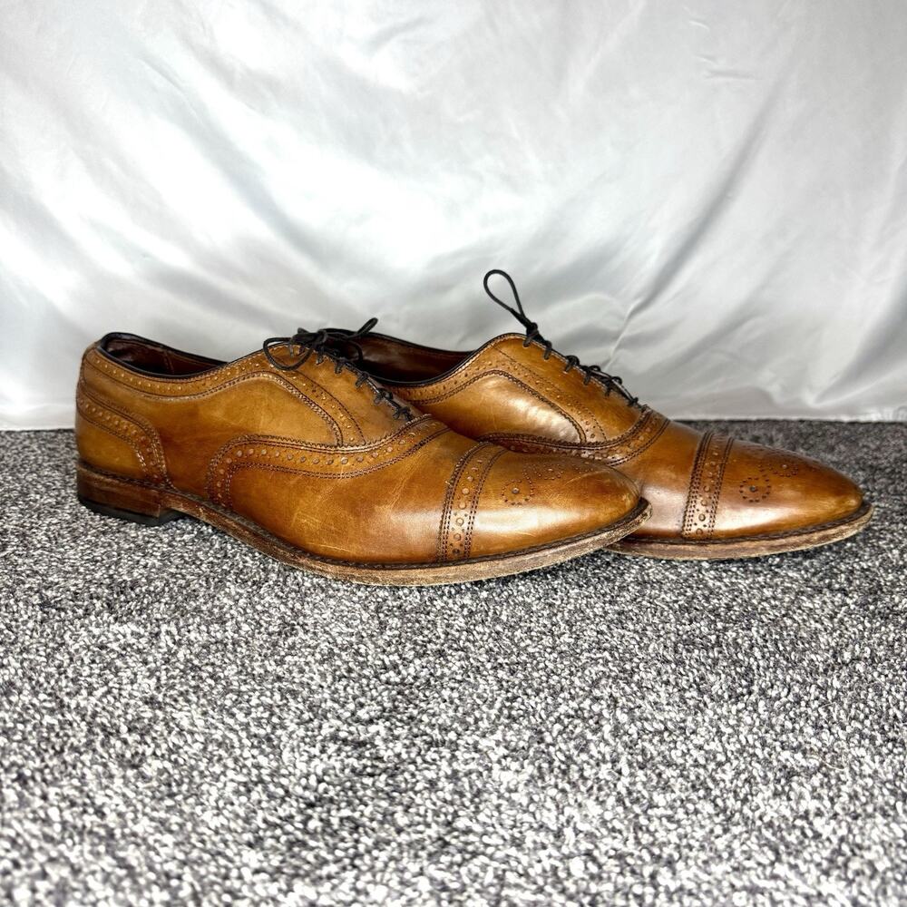 Allen Edmonds Strand 1635 Walnut Brown Leather Cap Toe Oxford Shoes 14 D USA
